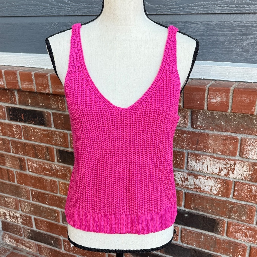 Gentle Fawn Pink V-Neck Sleeveless Acrylic Knit Sweater Tank Top Size Large